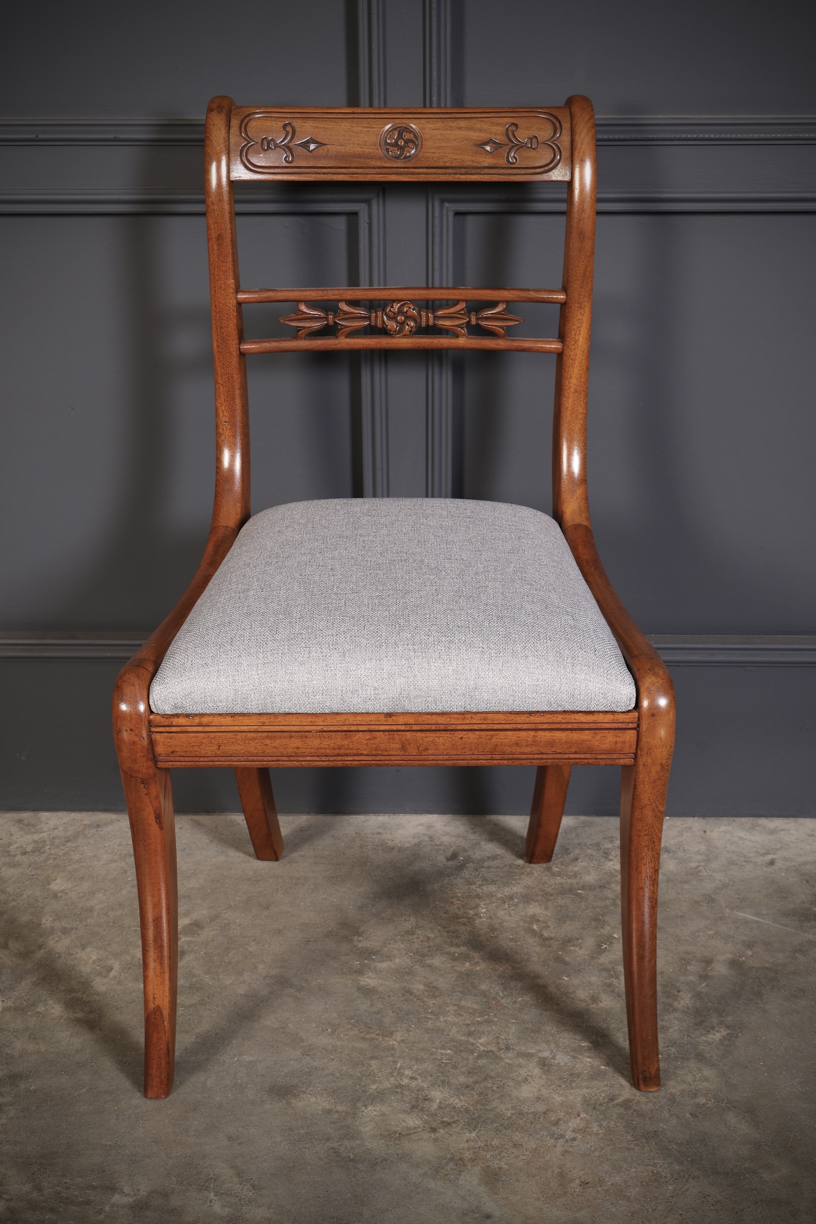 Set of 14 Regency Mahogany Bar Back Dining Chairs - Image 9